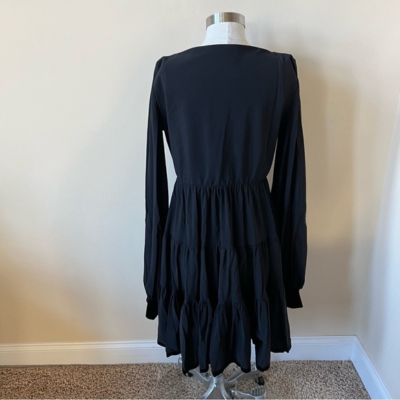 Chiara Boni Tie-Neck Puff-Sleeve Full Skirt Peasant Dress 17330 - Picture 6 of 9